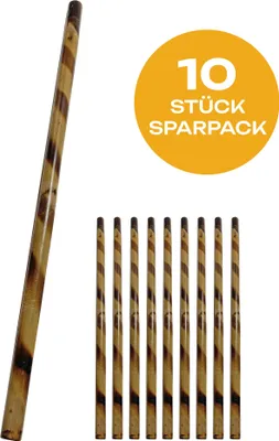 Produktbild von 10er Pack Escrima Stock - Rattan Trainingsstick 65 cm - Brandmuster Spirale - Holz Kurzstock Arnis Kali