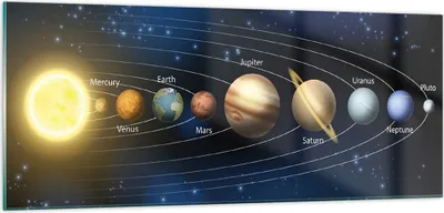 Produktbild von Bilder auf glas - Kosmos Planet - 100x40cm - Glasbilder - Wandbilder - Kunstdruck - zum Aufhängen bereit - Wanddekoration aus Glas - Glas Bilder - Wandbild auf Glas - Einteilig - GAB100x40-3650