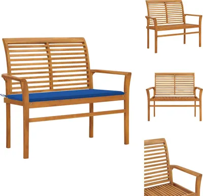 Produktbild von vidaXL Gartenbank mit Königsblauer Auflage 112 cm Massivholz Teak -  Gartenbänke