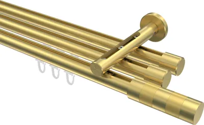 Produktbild von Interdeco Innenlaufstange / Gardinenstange mit Innenlauf Messing-Optik, Typ Siteno Mavell (Zylinder Bicolor), 20 mm Ø 3-läufig, 360 cm
