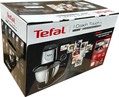 Produktbild von Tefal I-Coach Touch + I-Coach Touch +,Küchenmaschine mit integrierter Waage, 25 Automatikprogramme, Step-by-Step Rezepte, 5,5 l, Schwarz, Silber, Tasten, Drehregler, Berührung, Schlagen, Kneten, Mixen, Rührer, 2,7 kg, 1,8 kg