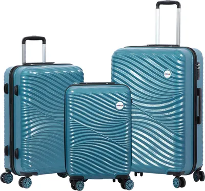 Produktbild von Biggdesign Moods Up Koffer Hartschalenkoffer Set | Reisetasche mit Rollen | Reisekoffer mit Kombinationsschloss | 4 Doppel Rollen | Koffer Set 3 teilig Hartschale | Leicht | Stahlblau