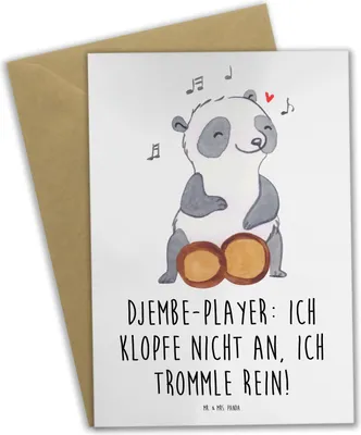 Produktbild von Mr. & Mrs. Panda Glückwunschkarte Djembe Rhythmus - Weiß - Geschenk, Grußkarte, weihnachtskarten, Percussion, Musiker, Instrument, Musik machen, afrikanische Trommel