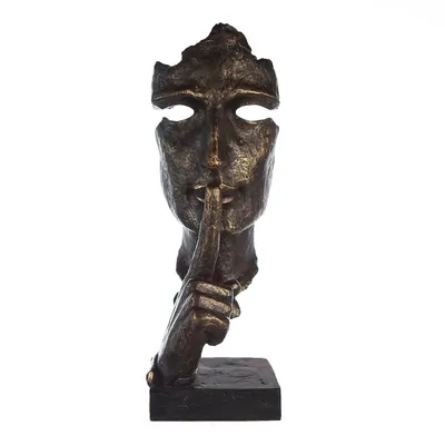 Produktbild von Gilde XL Skulptur "Silence" bronzefarben auf schwarzer Base H: 100 cm B: 39 cm T: 35 cm 37466