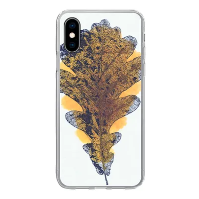 Produktbild von MuchoWow® Handyhülle Schutzhülle Hülle für iPhone X Aquarell - Orange - Eichenblatt Silikon Softcase Handy Hülle - Handyhülle