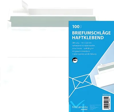 Produktbild von Briefhülle DL HK 100ST 80g weiß MAILMEDIA 30002416
