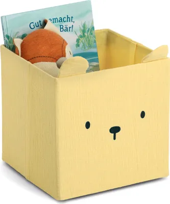 Produktbild von ZELLER Kinder Aufbewahrungsbox Textil Motiv Bär gelb 28x28x28cm