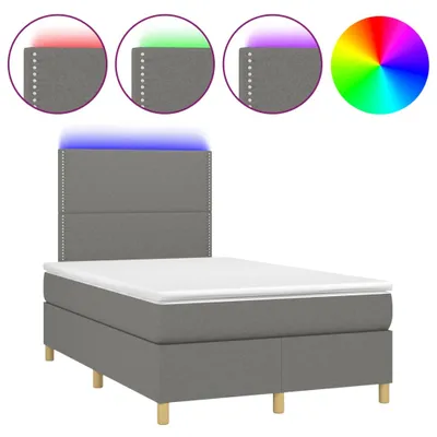 Obrázek produktu pro Skříňová postel s matrací a LED tmavě šedá 120x190 cm látka