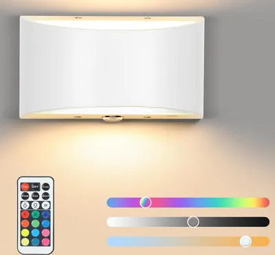 Obrázek produktu pro Vnitřní nástěnné svítidlo Lampop s dálkovým ovládáním, světlo nahoru a dolů, 12 RGB, bílé