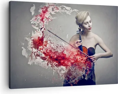 Produktbild von Bild auf Leinwand - Leinwandbild - Frau Violine Musik Instrument - 70x50cm - Wand Bild - Wanddeko - Leinwanddruck - Bilder - Kunstdruck - Wanddekoration - Leinwand bilder - Wandkunst - AA70x50-2625