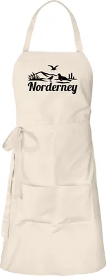 Produktbild von Huuraa Schürze Norderney Strandmotiv Natur mit Taschen Baumwolle Kochschürze Geschenkidee