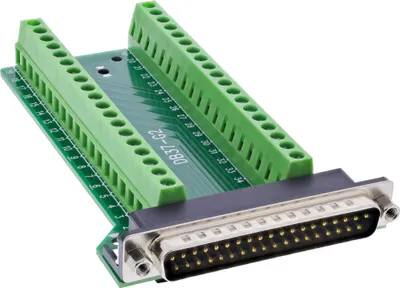 Produktbild von InLine 92502J, Terminal block / D-Sub 37, Schwarz, Grün, Stecker/Buchse, 26/18, 300 V, 10 mΩ
