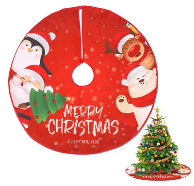 Weihnachtsbaumdecke rot, 90 cm, gebürsteter Stoff, Weihnachtsmann-Motiv