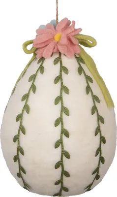 Zdjęcie produktu dla Clayre & Eef zawieszka wielkanocna jajko Ø 18x27 cm biała tkanina