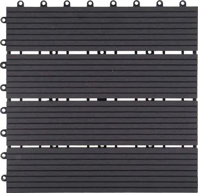 Produktbild von Famanu WPC Fliese Rhone, Holzoptik für Balkon/Terrasse, 11x 30x30cm = 1m² - anthrazit linear