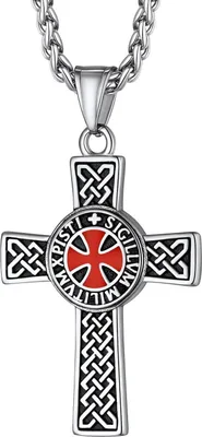 Produktbild von Edelstahl Tempelritter Kette mit Kreuz für Herren - Geschenkverpackt
