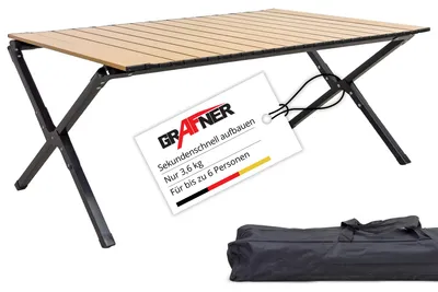 Produktbild von Grafner Campingtisch in Holzoptik inkl. Transporttasche 89x58x43cm