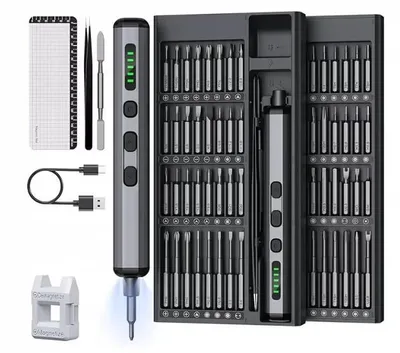 Produktbild von Präzisions-Elektroschraubendreher, 70-in-1-Magnetbits, wiederaufladbares, tragbares Reparaturwerkzeug-Set für Elektronik, Laptops, Brillen, Uhren