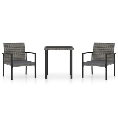 Obrázek produktu pro vidaXL 3dílný zahradní jídelní set Poly Rattan Grey