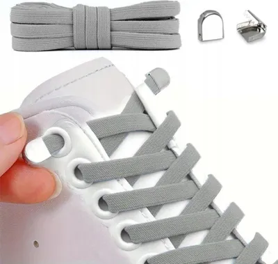 Obrázek produktu pro Tkaničky do bot - bez zavazování - gumové - elastické - šedé - 100 cm