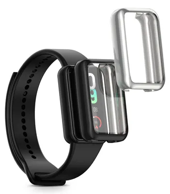 Produktbild von kwmobile 2x Silikon Hülle für Amazfit Band 7 Schutzhülle - Fullbody Display Cover Set aus Silikon - Transparent Rosegold