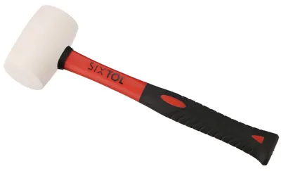 Image de Marteau en caoutchouc - Marteau TPR - 285 mm - 220 g - Tête blanche - Manche en fibre de verre
