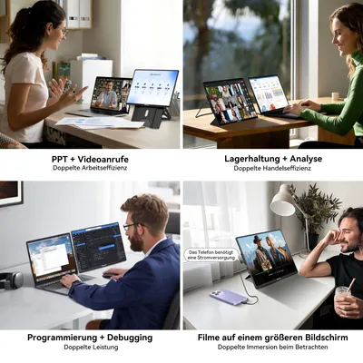 Produktbild von Blackview tragbarer Monitor 9, FHD 16 Zoll, 650g ultraleicht, SÜD Augenschutz, 360° Drehständer, Plug & Play, Kompatibel mit Mac/Win/Android