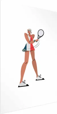 Produktbild von Posterpapier Poster - Tennis Player with a Racket on a White Background - Illustration 60x90 cm Abstrakt i-B-10054-ao-a