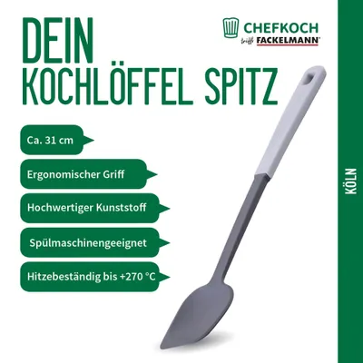 Produktbild von Chefkoch trifft Fackelmann Spitzlöffel aus Kunststoff hitzebeständig bis 270°C  Kochlöffel für beschichtetes Kochgeschirr, ergonomisch & spülmaschinengeeignet