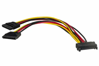 Zdjęcie produktu dla Link Accessori LKADAT83, 0,2 m, SATA I, SATA 15-pin, 2 x SATA 15-pin, Męska/Żeńska, Czarny, Czerwony, Żółty