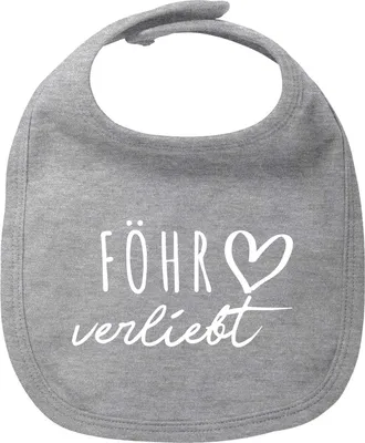 Produktbild von Huuraa Baby Lätzchen Föhr verliebt Heather Grey Klettverschluss  Baumwolle Latz Geschenkidee