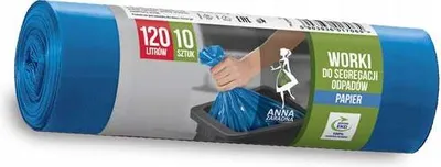 Zdjęcie produktu dla AZ Worki do segregacji odpadów PAPIER 120 l, 10 sztuk, niebieskie