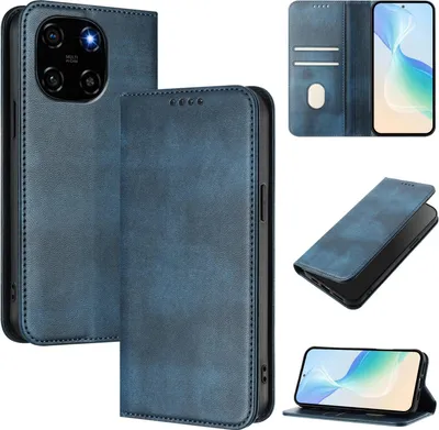 Image de Housse de téléphone portable pour Blackview Color 6, Vintage Cuir RFID Protection Porte carte Stand Fonction Housse rabat magnétique Bleu