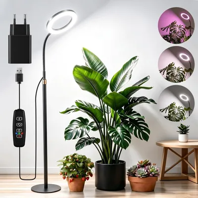 Obrázok produktu pre Rastová lampa pre izbové rastliny, LED lampa s plným spektrom a časovačom s nastavením 3/9/12 hodín
