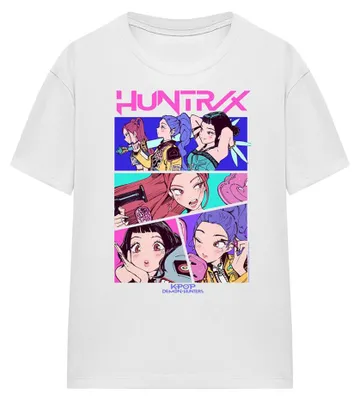 Productafbeelding van K-Pop Demon Hunters - "Huntrix Neon Comic Anime" T-shirt voor dames, model TV43964 (maat L), wit