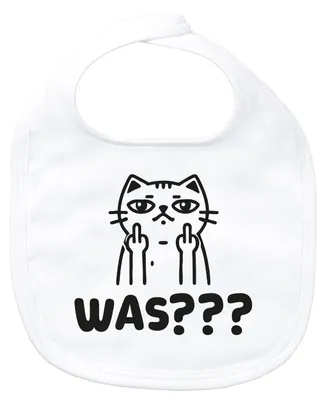 Produktbild von Huuraa Baby Lätzchen Was? grimmige Katze White Klettverschluss  Baumwolle Latz Geschenkidee