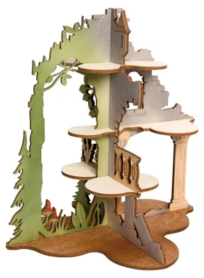Produktbild von Drechslerei Kuhnert - Burgruine für 12 Mini-Eule - ca. 31x25,5x32  cm - als Dekoration oder Geschenk geeignet