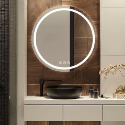 Runder LED-Badspiegel 60 cm, dimmbar, 3 Lichtfarben, IP44
