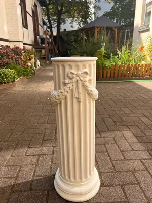 Produktbild von Säule Mäander Style Beistelltisch Marmoriert Dekosäule 70cm Griechische Antik Retro Rokoko Säule Barock Blumenständer Podest Handbemalt
