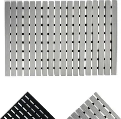 Produktbild von Famanu Antirutsch-Duschmatte mit Drainage - Entenbrett Design Grau 64x43cm