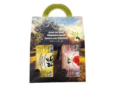 Obrázek produktu pro Knossos Dárková sada Olivové mýdlo bílé 100 g + růže 100 g