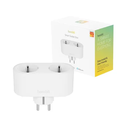 Immagine prodotto di Hombli Smart Plug - 2 contatti - WiFi - Funzione timer - Compatibile con Amazon Alexa e Google Home - Controllo tramite l'app Hombli - 1 pezzo - Bianco