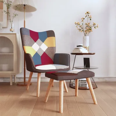 Obrázek produktu pro The Living Store Relax křeslo s podnožkou Patchwork látka