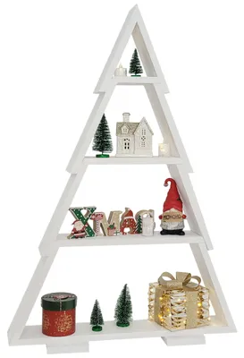 Immagine prodotto di Albero di Natale decorativo in pino bianco con 4 ripiani montati