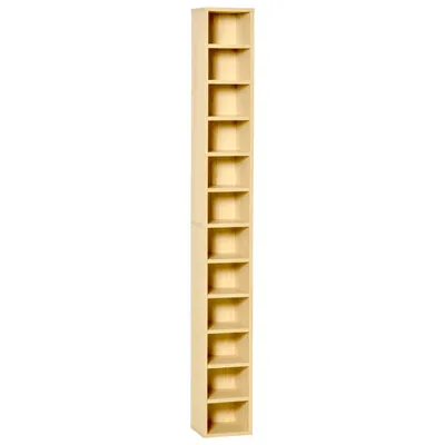 Image de Étagère colonne HOMCOM, armoire de rangement pour CD, 12 compartiments, 21 L x 20 l x 175 H cm, capacité maximale 204 CD, couleur hêtre