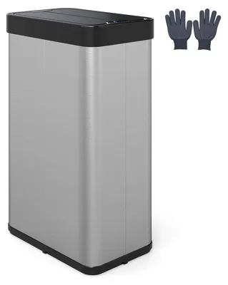 Obrázek produktu pro Odpadkový koš COSTWAY 60 l s křídlovými klapkami, infračerveným snímačem pohybu a funkcí přidržení, automatický bezdotykový odpadkový koš z nerezové oceli, stříbrný