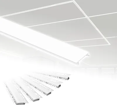 Produktbild von HEXIM LED Trockenbauprofil Alu Unterputzprofil LED Profil (opale Abdeckung passend für ALED-2) Trockenbauleiste Einbauprofil Schiene Decke Wand Trockenbauschiene