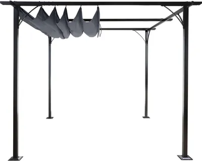 Obrázok produktu pre Pergola HWC-C42, záhradný pavilón, stabilný 6cm rám + posuvná strecha ~ 3x3m sivá