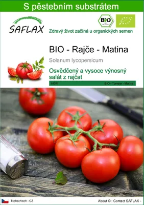 Obrázek produktu pro SAFLAX - BIO - Rajče - Matina - Solanum lycopersicum - 10 Semena - S pěstebním substrátem bez klíčků