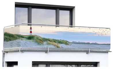 Immagine prodotto di Paravento per balcone con motivo a spiaggia, 5 m x 85 cm